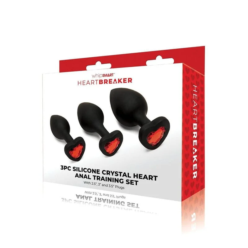 anal toys with lube compatibility-WhipSmart Heartbreaker 3PC Silicone Crystal Heart Anal Training Set