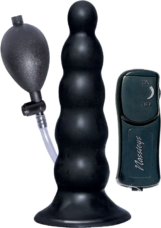 anal toys with soft silicone-Ram Inflatable Vibe Anal Expander Black