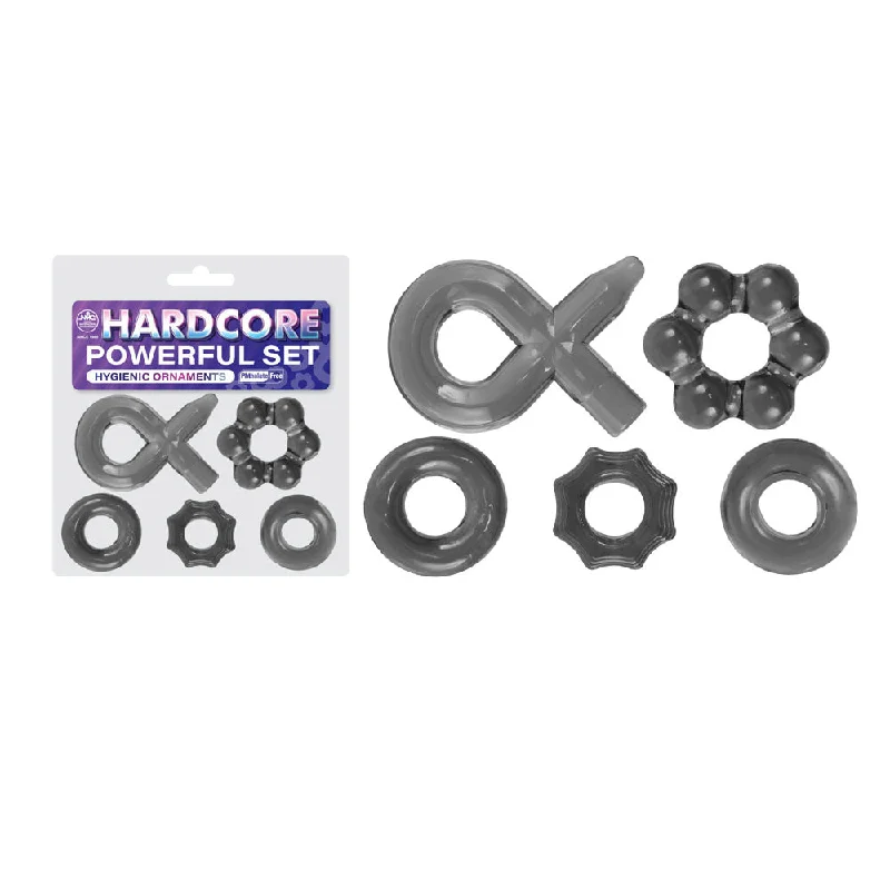 cock ring online store-Hardcore Powerful Set Cock Rings - Set of 5 - Smoke Cock Rings - Set of 5