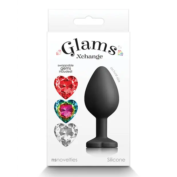 anal toys with rotating beads-Glams Xchange Heart Anal Plug Medium