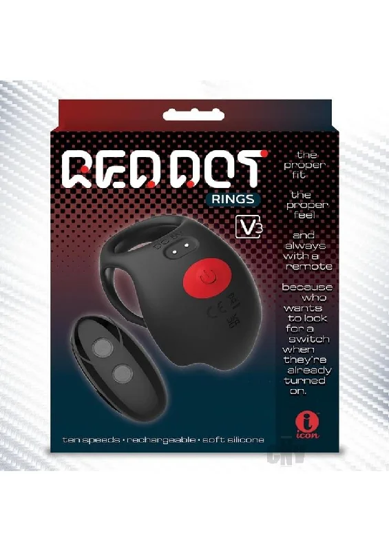 cock ring for sensitivity boost-Red Dot Vibe Cring W/control V3 Blk/red