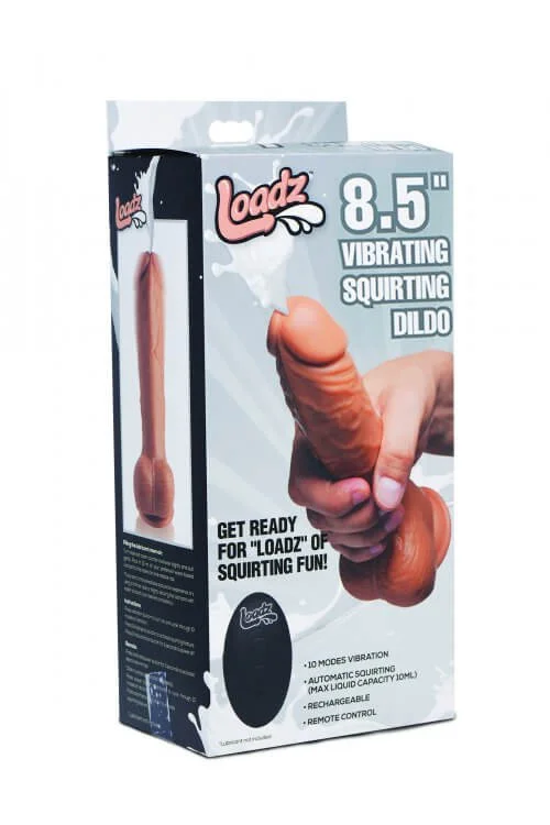 dildo safety trends-Loadz 8.5-Inch Vibrating Squirting Dildo Tan - A World of Pleasure in One Toy!