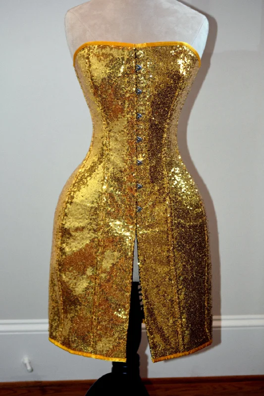 Corset with spiral boning-Exclusive shiny corset in caftan style, golden, silver, red, black available.