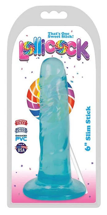 dildo girth trends-Lollicock 6 Inches Slim Stick Berry Ice Blue Dildo - Harness Compatible with Suction Cup