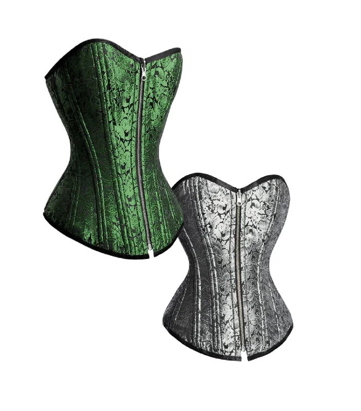 Corset for winter fashion-Green/ Silver Reversible Overbust Waist Training Corset