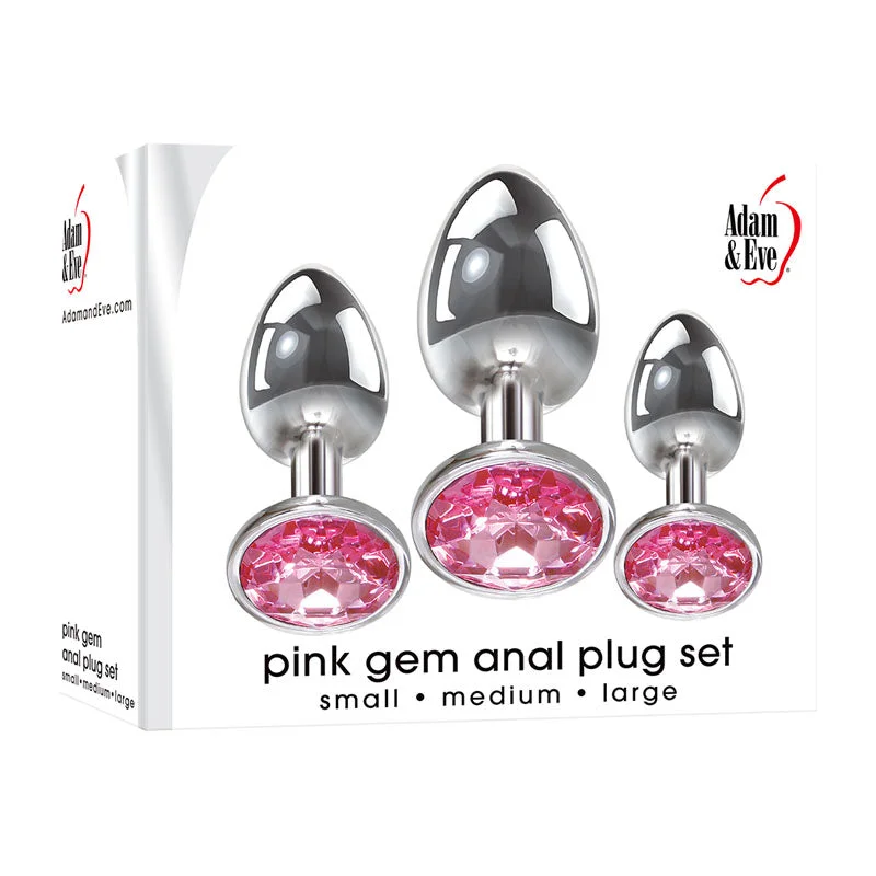 anal toys with smooth tip-Adam & Eve Pink Gem Anal Plug Set