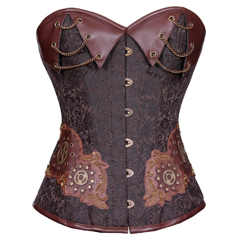 Corset with velvet straps-Embroideria Uno Steampunk Overbust Authentic Corset