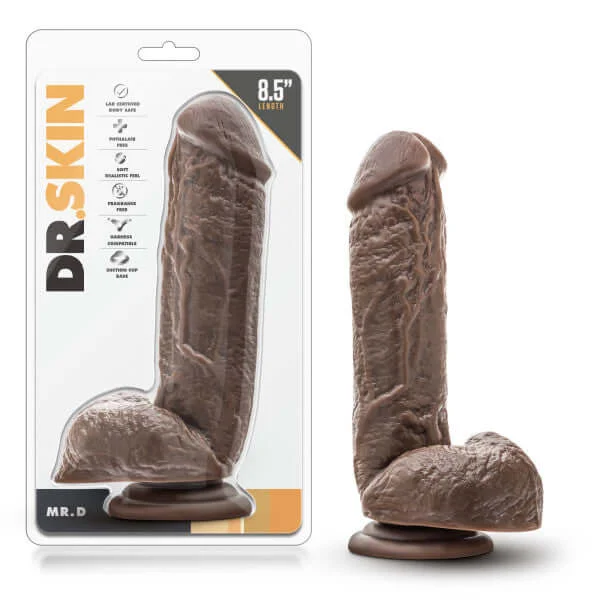 dildo innovative tools-Dr. Skin Mr. D 8.5 Inches Dildo with Suction Cup Chocolate Brown