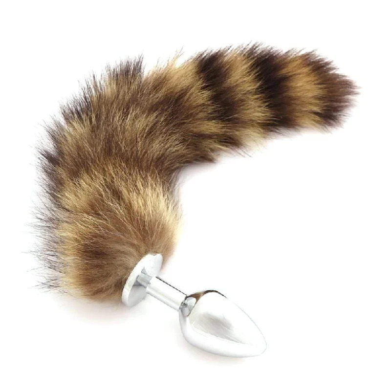 anal toys for discreet vibes-Stainless Steel Raccoon Anal Tail, 12"