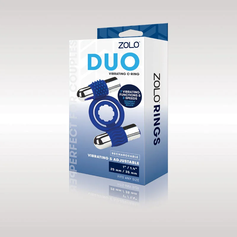 cock ring buying reviews guide-Zolo Rechargeable Duo Vibrating Cock Ring - Blue