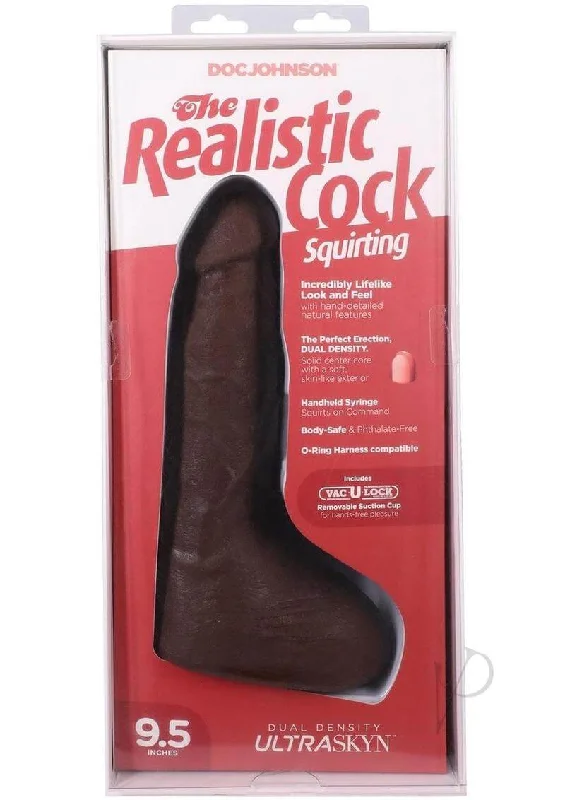 dildo suction tutorials-The Realistic Cock Squirting 9.5-Inch ULTRASKYN Vac-U-Lock Dildo Chocolate