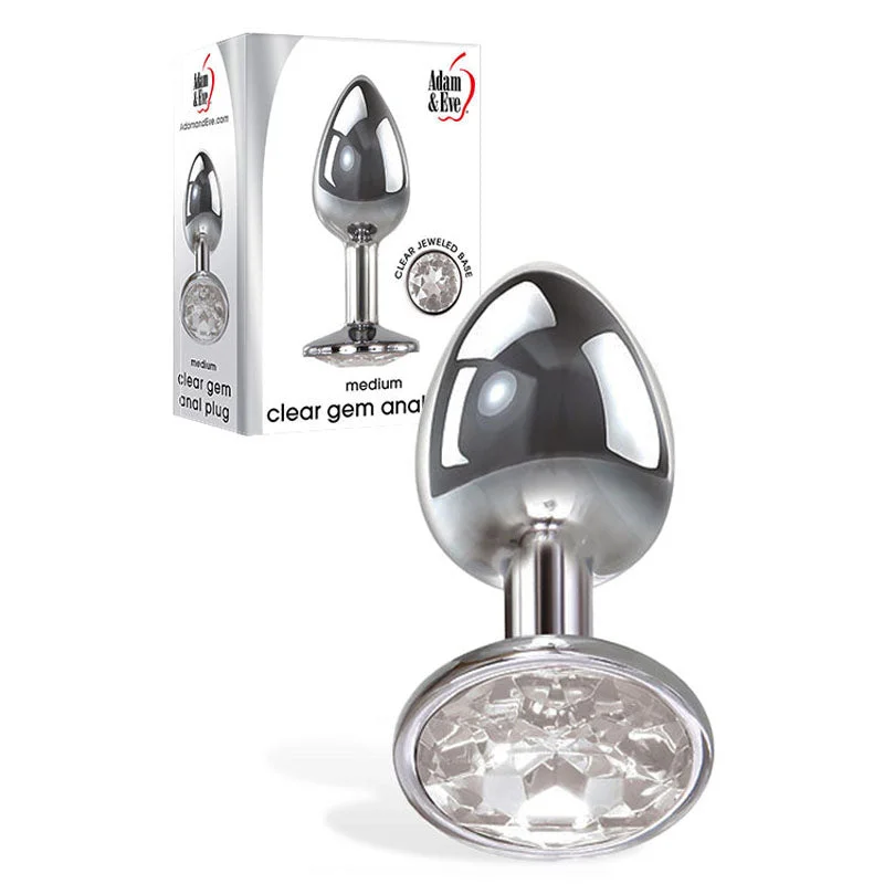 anal toys with firm finish-Adam & Eve Clear Gem Anal Plug - Medium