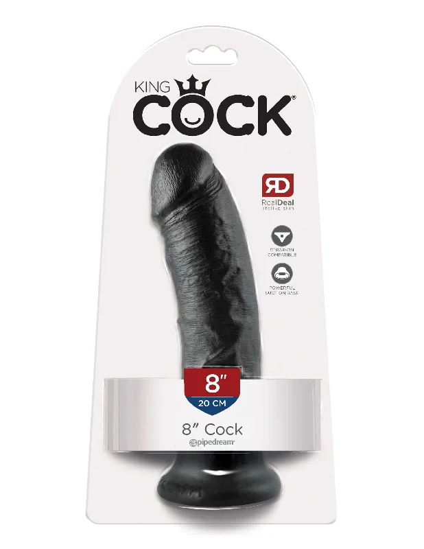 dildo size trends-King Cock 8-Inch Realistic Dildo - Black