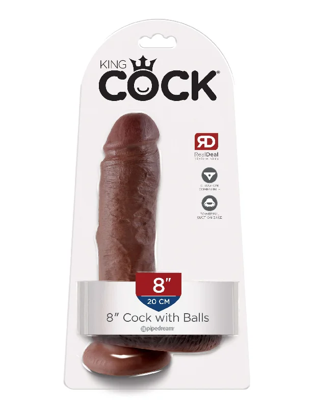 dildo vibration experiments-King Cock 8 inches with Balls Brown Dildo Real Deal RD