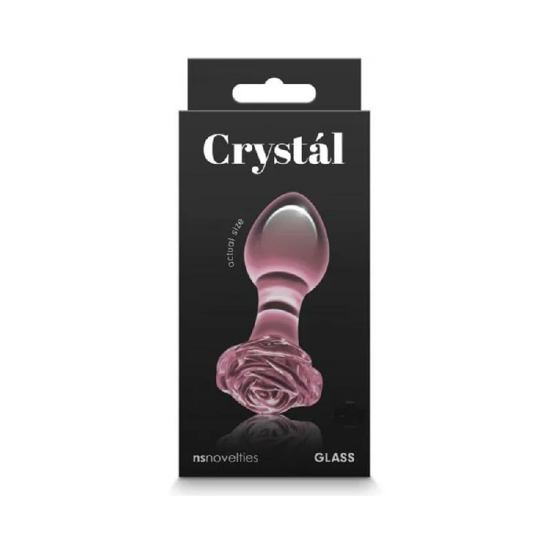 anal toys for safe insertion-Crystal Rose Glass Anal Plug Pink