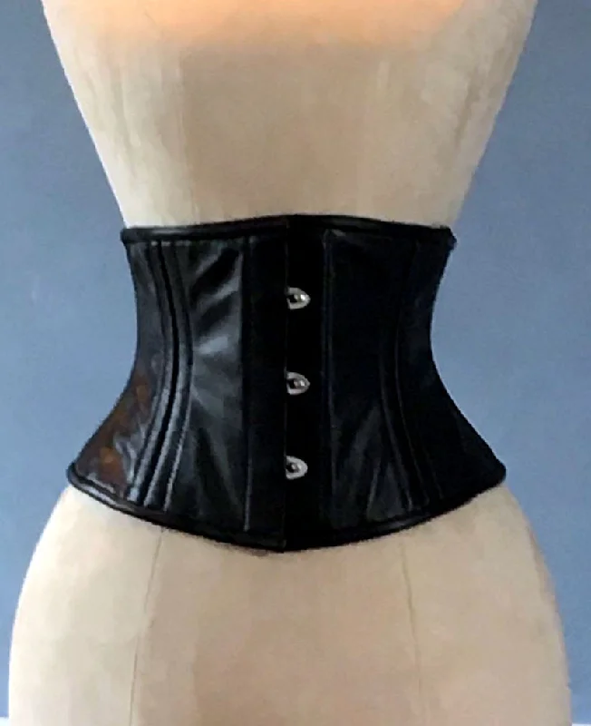 Corset with back hooks-Real leather corset waspie with double bones for tight lacing and waist training. Gothic, steampunk, sweet, valentine, gf gift corset belt