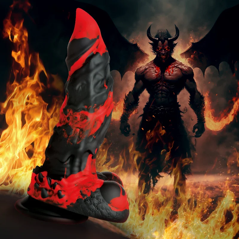 dildo color accessories-Fire Demon Monster Silicone Creature Dildo