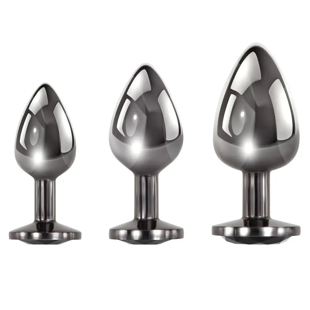 anal toys for couple pleasure-Evolved Stainless Steel Black Gem Anal Plug Set