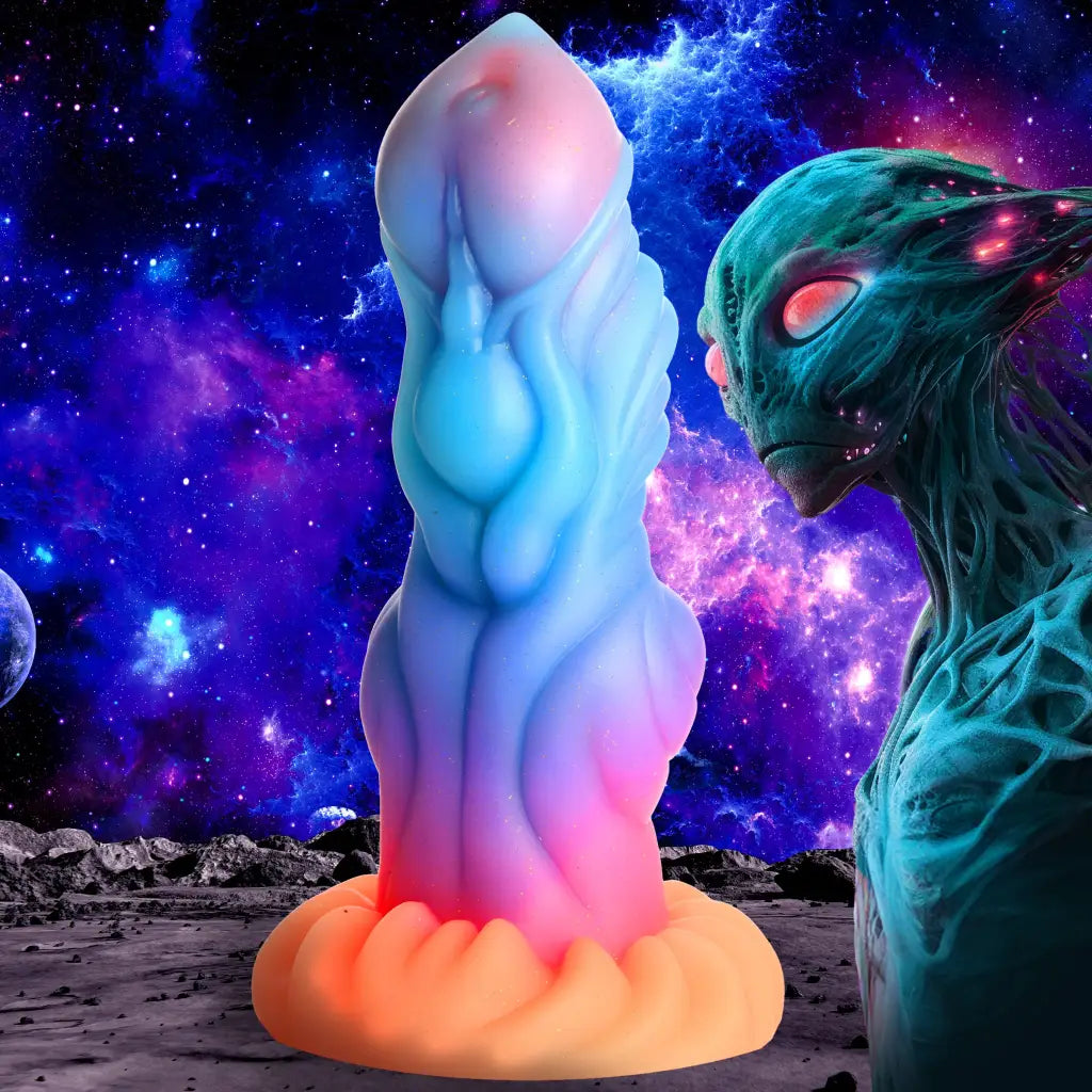 dildo innovative designs-Creature Cocks Alien Invader Glow-in-the-dark Silicone Dildo