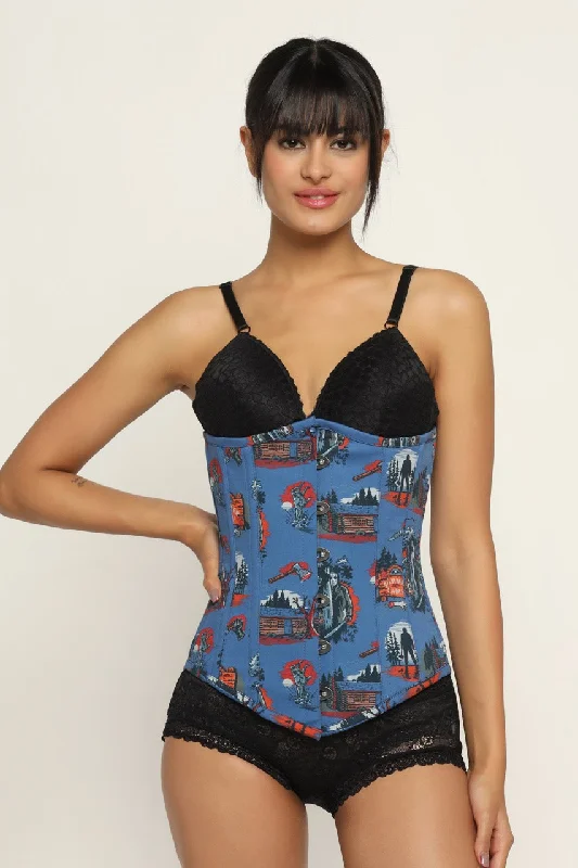 Corset for toned physique-Halloween  printed waist reducing longlined underbust corset