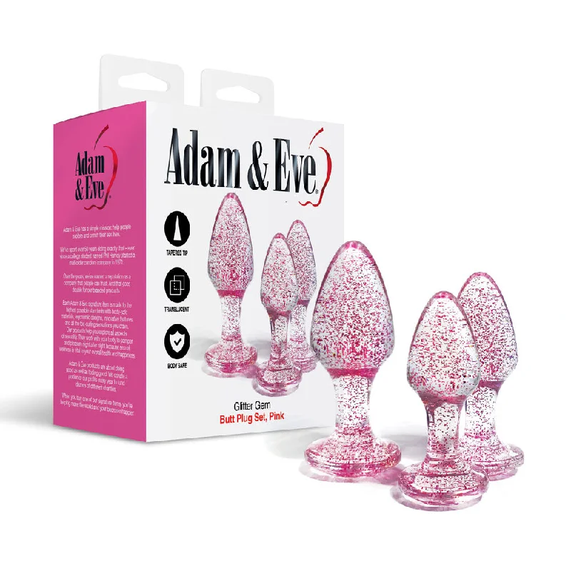 anal toys for couple therapy-Adam & Eve Glitter Gem 3-Piece Butt Plug Set -