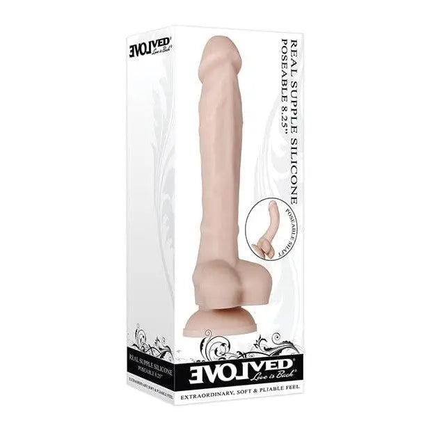 dildo durability qualities-Evolved 'Real Supple' Silicone Poseable 8.25” Dildo with Suction Cup Base