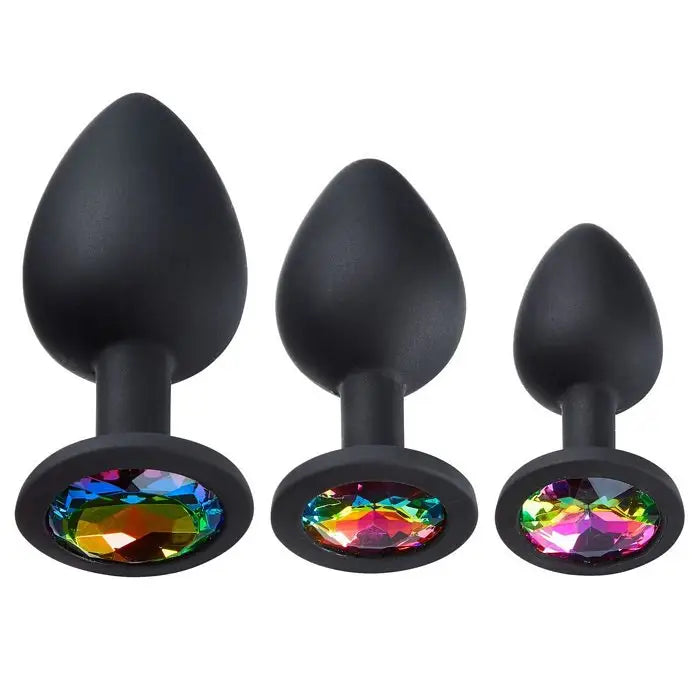 anal toys for gentle fun-Cloud 9 Gems Black Silicone Anal Plug Kit