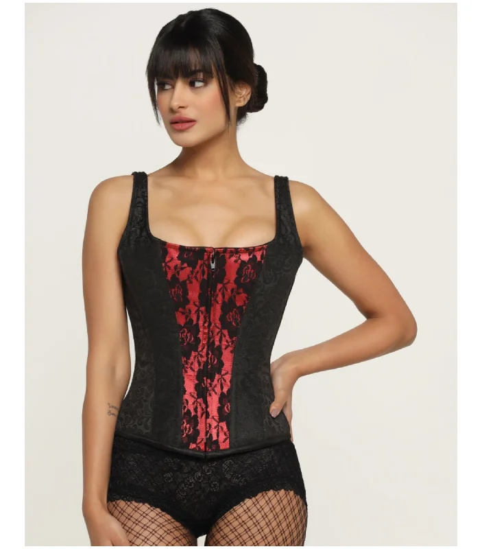 Corset with leather straps-Fraxinelle waist reducing  overbust Corsets