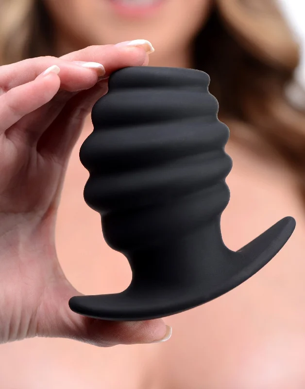 anal toys with bold grip-Hive Ass Tunnel Silicone Ribbed Hollow Anal Plug - Large