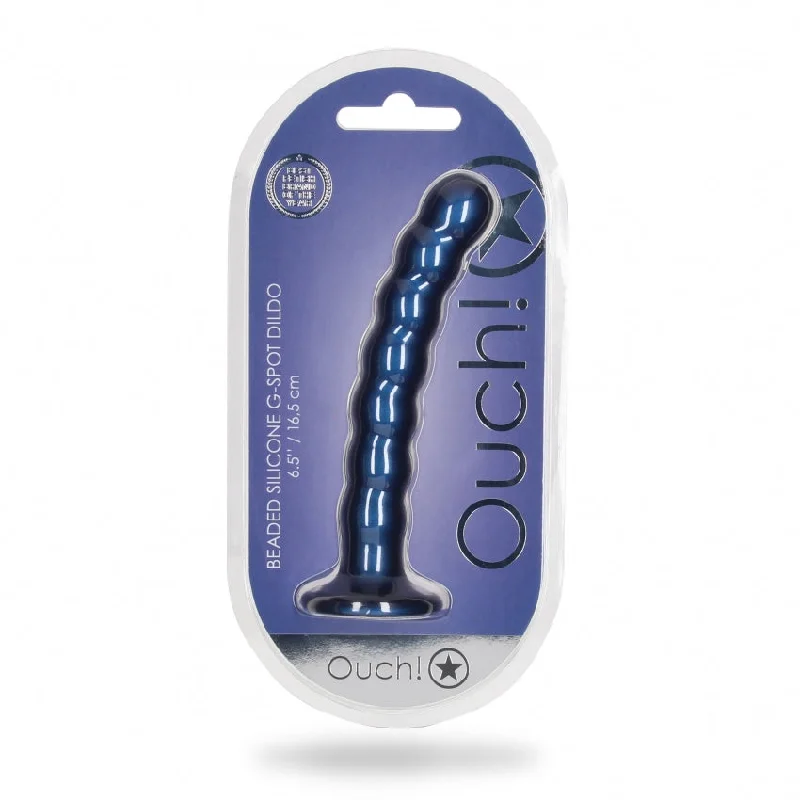 dildo discount resources-Beaded G-Spot Dildo - 6,5'' / 16,5 cm - Metallic Blue