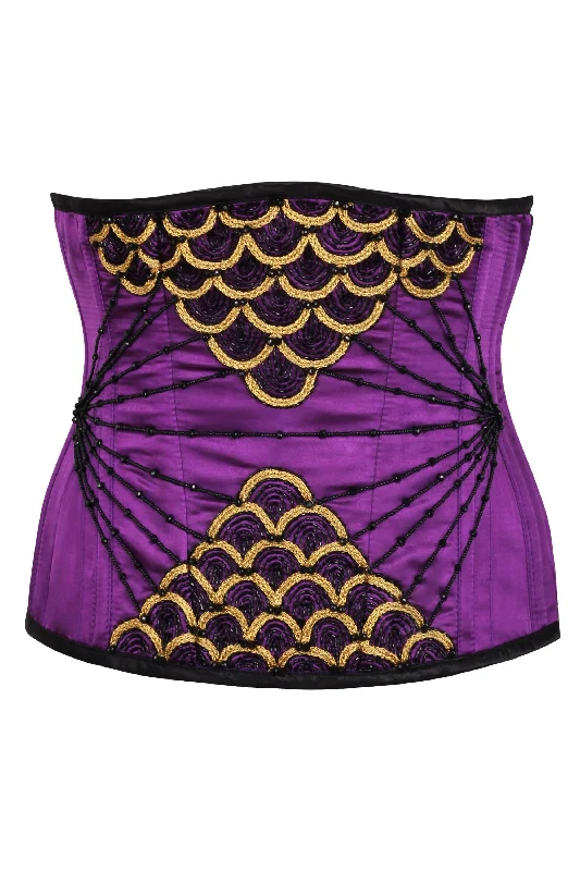 Corset with side hooks-Meloni Embellished Couture Underbust Corset In Purple