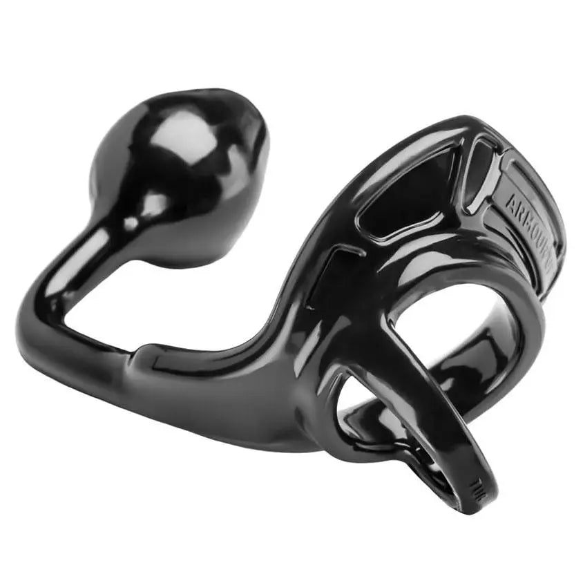 anal toys for discreet fun-Perfect Fit Black Medium Anal Butt Plug with Cock and Ball Ring