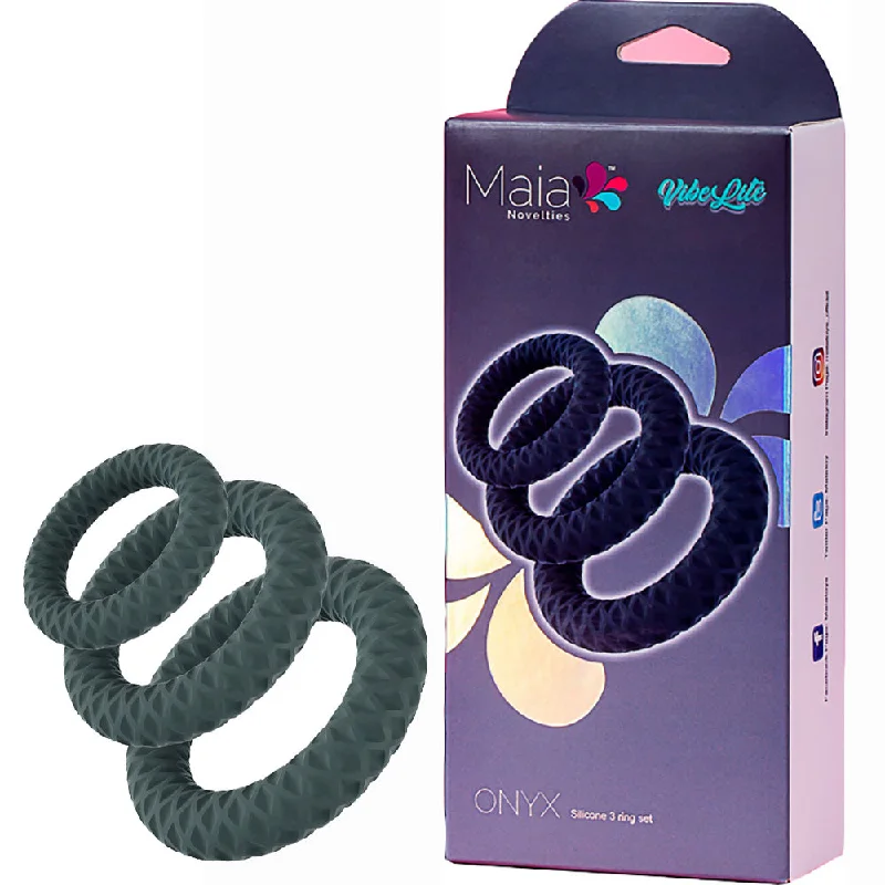 cock ring online purchase-Maia ONYX Cock Ring Set - Grey