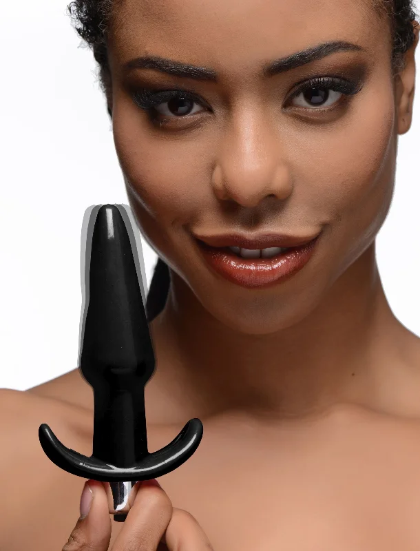 anal toys for beginner comfort-Smooth Vibrating Anal Plug - Black