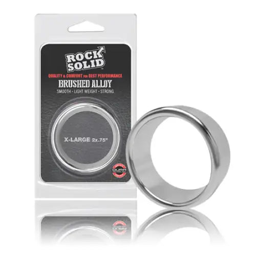 best cock ring for beginners-Rock Solid Brushed Alloy X-Large (2in X .75in) Silver