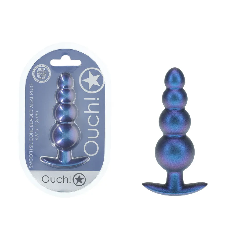 anal toys with pulsing modes-OUCH! Beaded Anal Plug - Metallic  - Metallic  11.7 cm Butt Plug