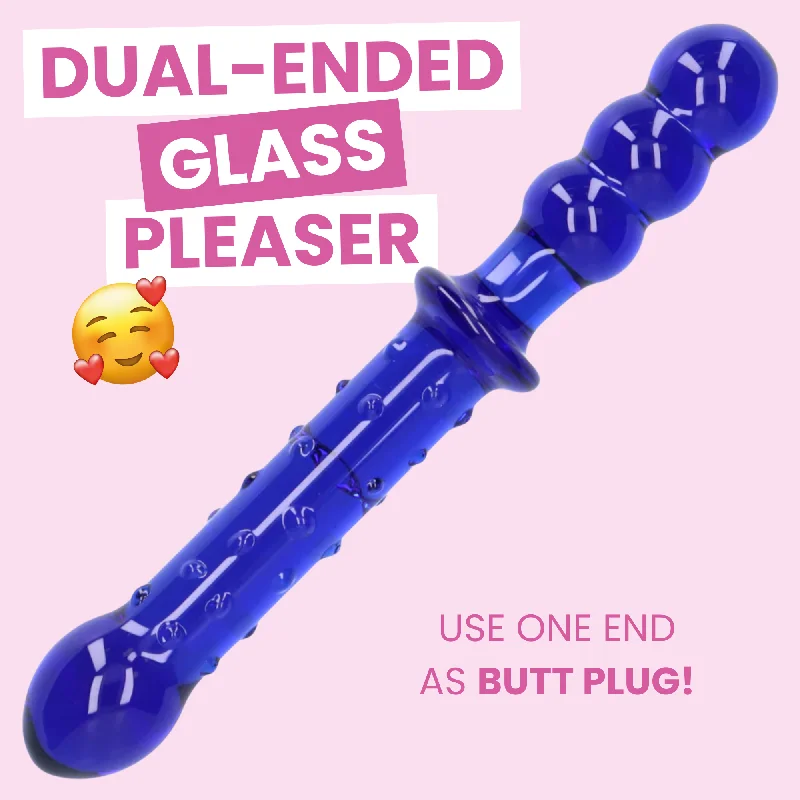 dildo repair testimonials-Blue Textured Dual-Ended Glass Dildo