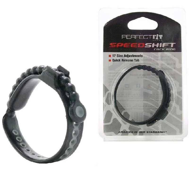 cock ring durability solutions-Black Speed Shift Fully Adjustable Silicone Cock Ring by Perfect Fit