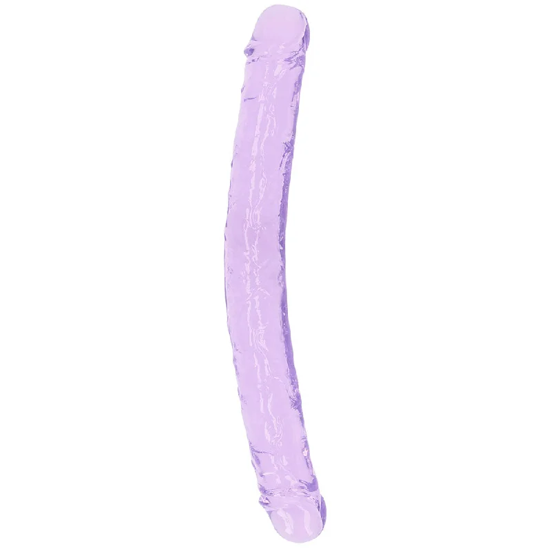 dildo usage benefits-RealRock Crystal Clear Jelly 13 Inch Double Dildo in Purple