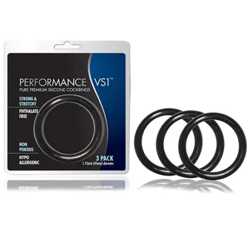 cock ring budget tips reviews-Blush Performance VS1 Pure Premium Silicone Cockrings 3-Pack Medium Black