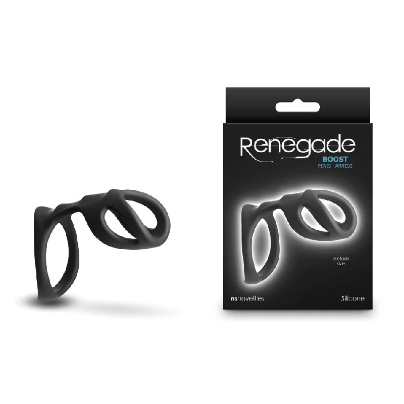 cock ring fit solutions-Renegade Boost Cock Ring Penis Harness - Black