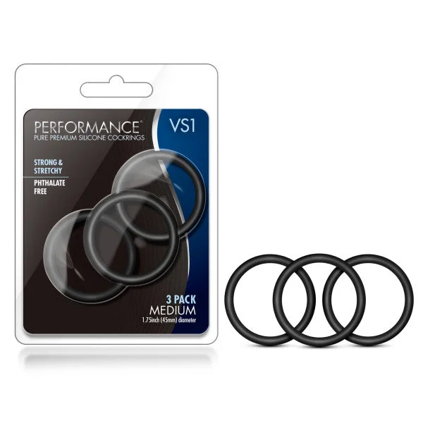 cock ring durability solutions-Performance VS1 Silicone Cock Rings Medium - Black