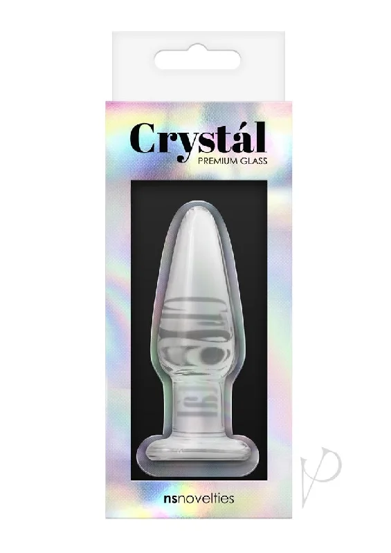 anal toys with smooth grip-Crystal Glass Tapered Plug Small Clear