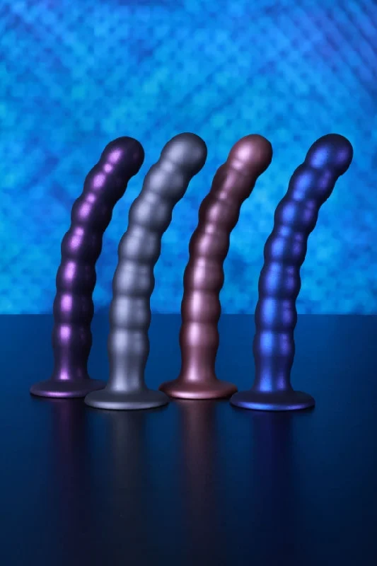 dildo flexibility resources-Beaded G-Spot Dildo - 5'' / 13 cm - Metallic Purple