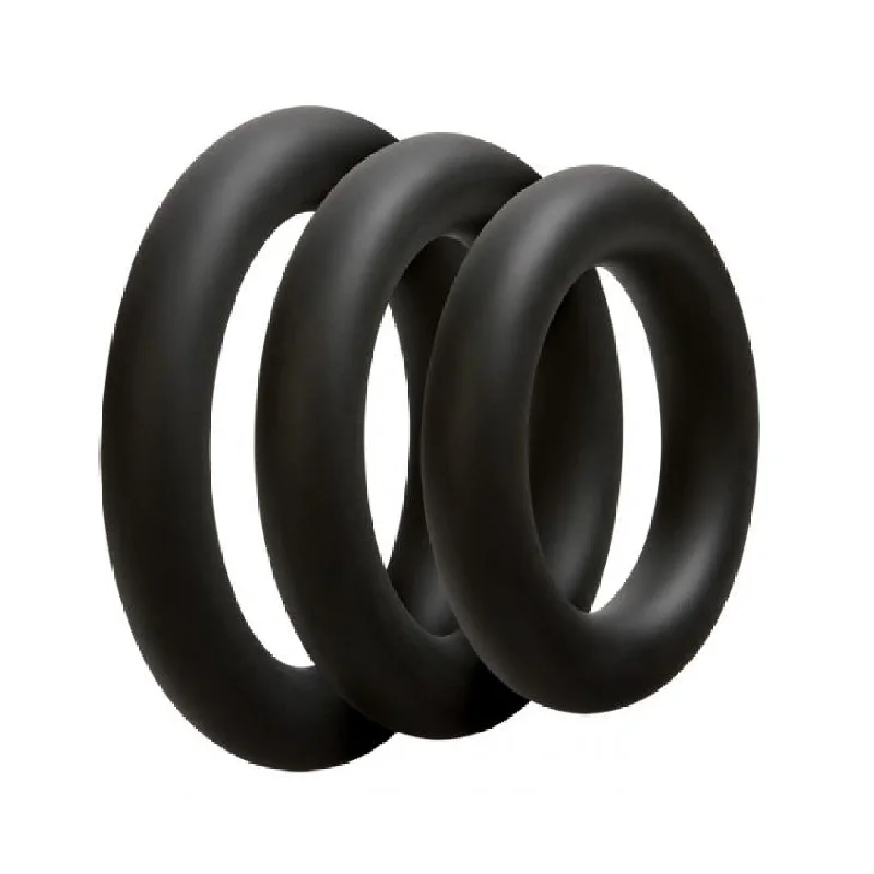 cock ring luxury solutions guide-Optimale Set of 3 Thick Black Silicone Cock Rings