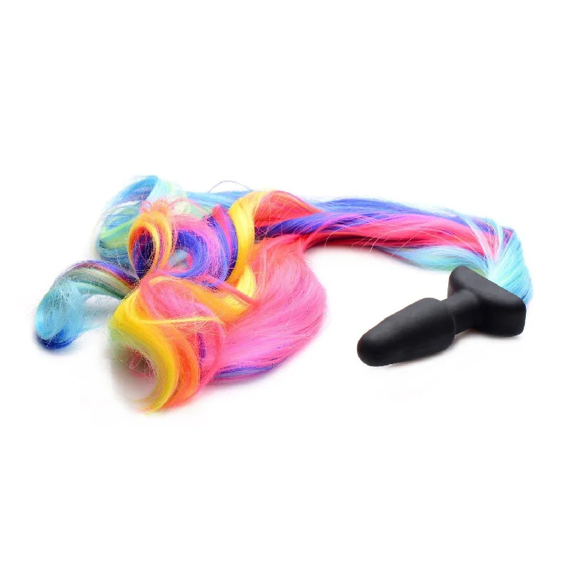 anal toys with long life-Rainbow Pony Tail Anal Plug