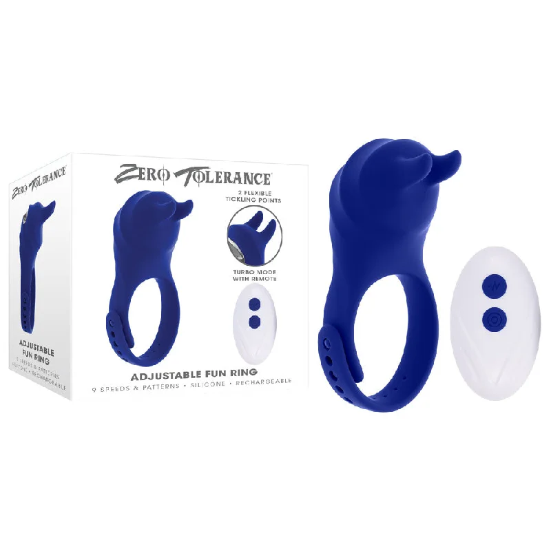 cock ring power guide-Zero Tolerance ADJUSTABLE FUN RING - Blue USB Rechargeable Cock Ring with Wireless Remote