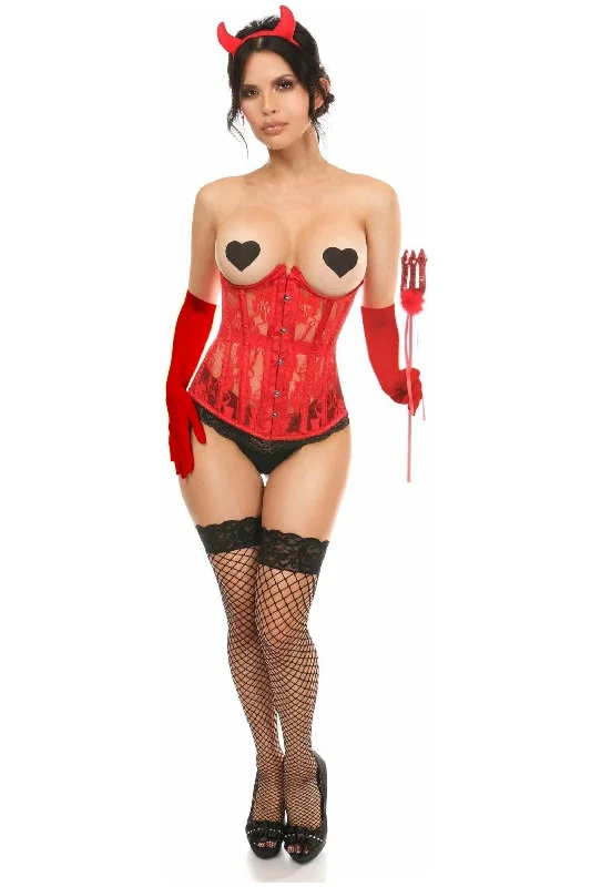 Corset for everyday wear-Lavish 4 PC Sexy Red Devil Corset Costume