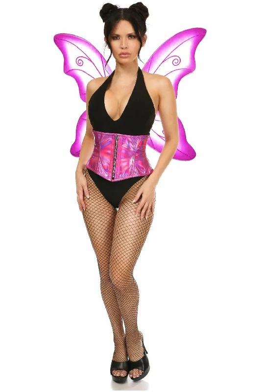 Corset with leather accents-Top Drawer 2 PC Fuchsia Pixie Fairy Corset Costume