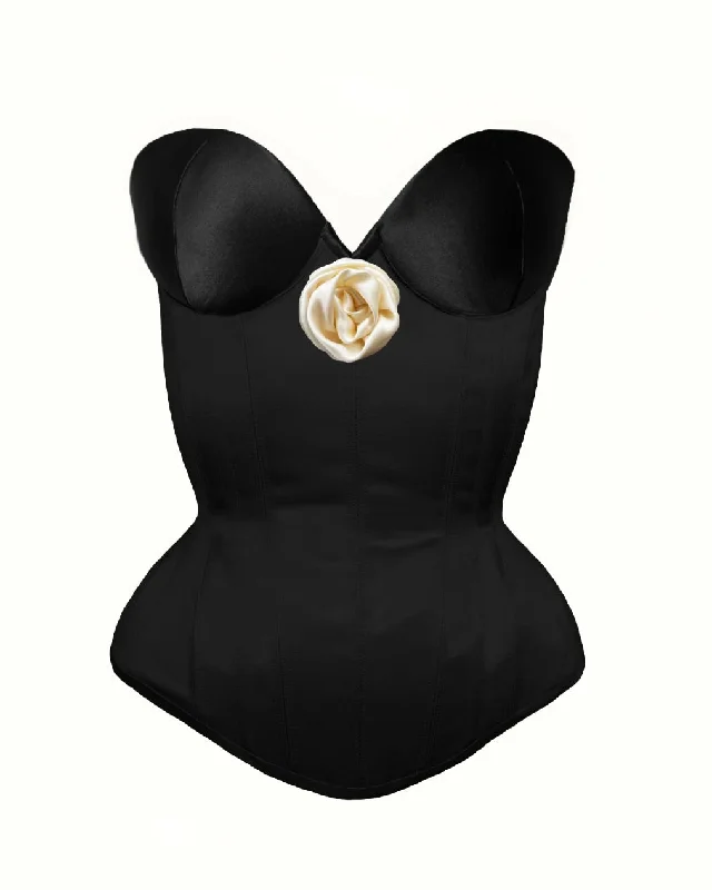 Corset for body alignment-Silk Cupped Corset with Silk Rose